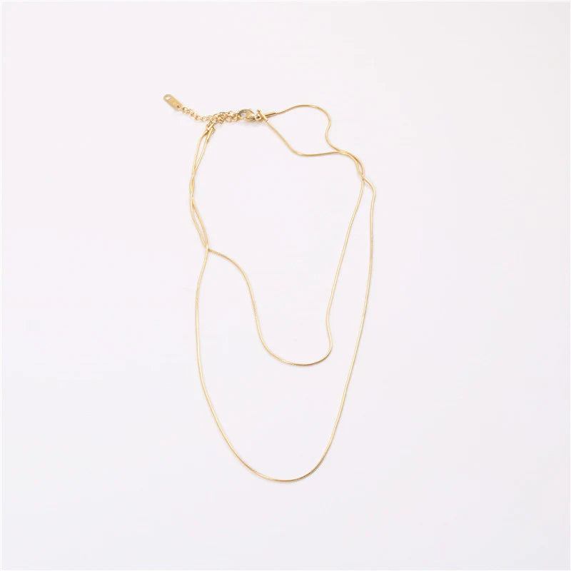 18K Gold Plated Double-Row Snake Chain Necklace