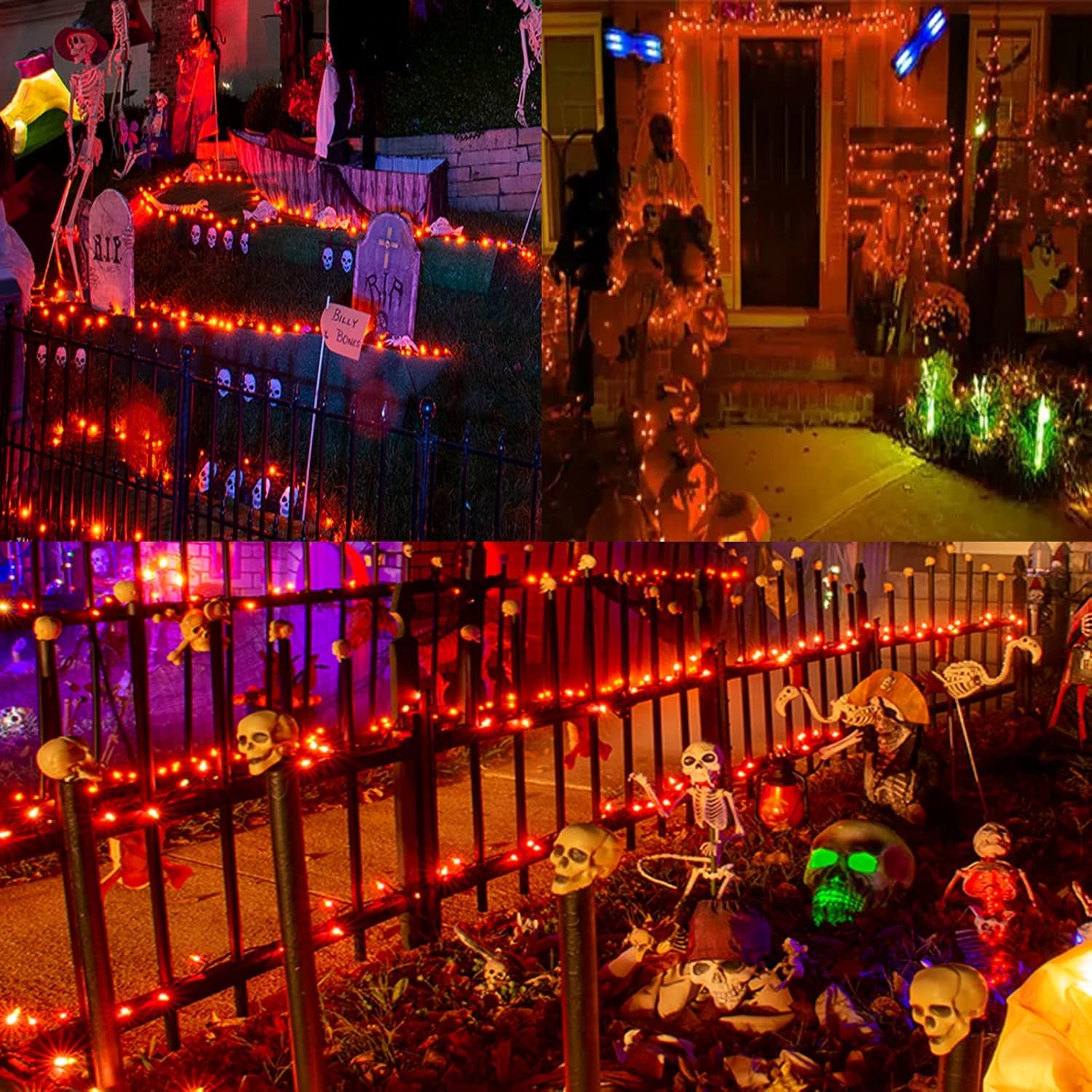 Orange 82FT 200 LED Extendable Halloween Lights for Outdoor/Indoor, 8 Lighting Modes Plug in String Lights for Halloween Decorations Bedroom Party Decor Room Garden Patio Tree (Orange)
