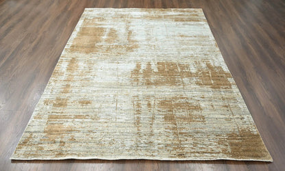 8x10 Gray, Beige Hand Knotted Oushak 100% Wool Modern & Contemporary Oriental Area Rug-3