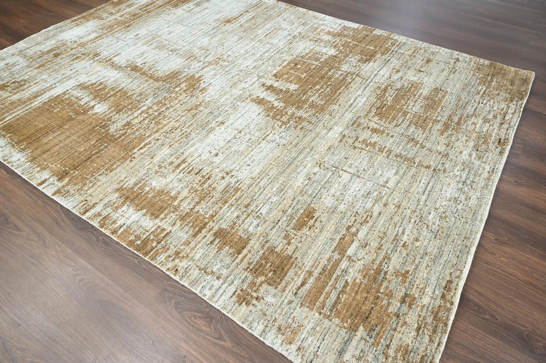 8x10 Gray, Beige Hand Knotted Oushak 100% Wool Modern & Contemporary Oriental Area Rug-4