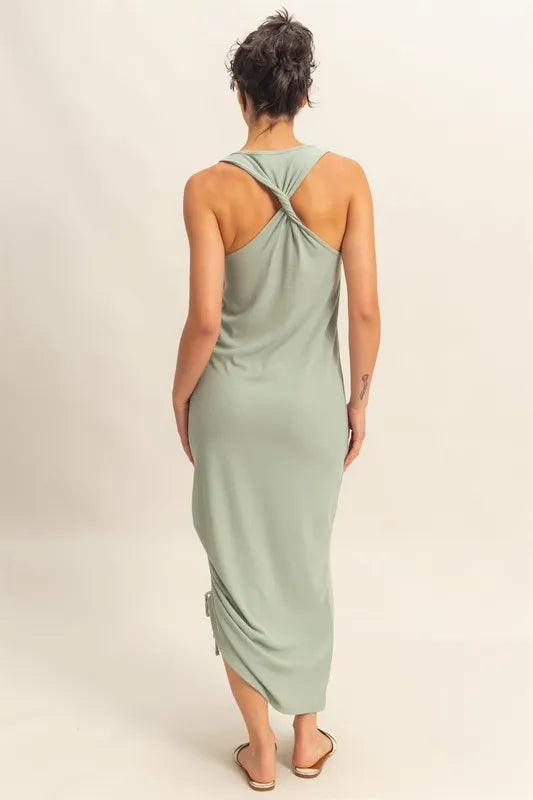 HYFVE Scoop Neck Side Tie Detail Midi Dress-2
