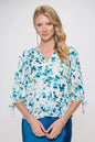 Made in USA Flower Print V Neck Top