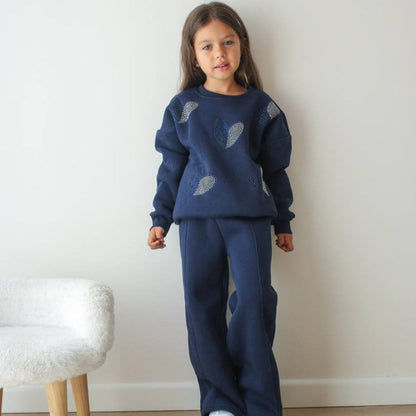 Rhinestone Hearts Girls Casual Set-1