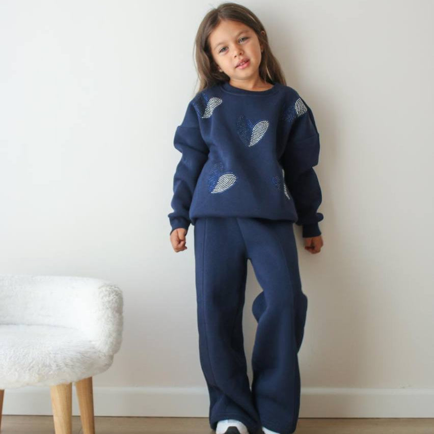 Rhinestone Hearts Girls Casual Set-0
