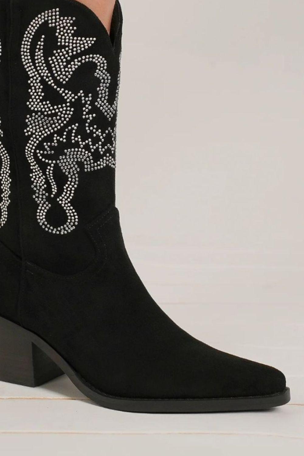 Mayfair Rhinestone Detail Point Toe Boots-1