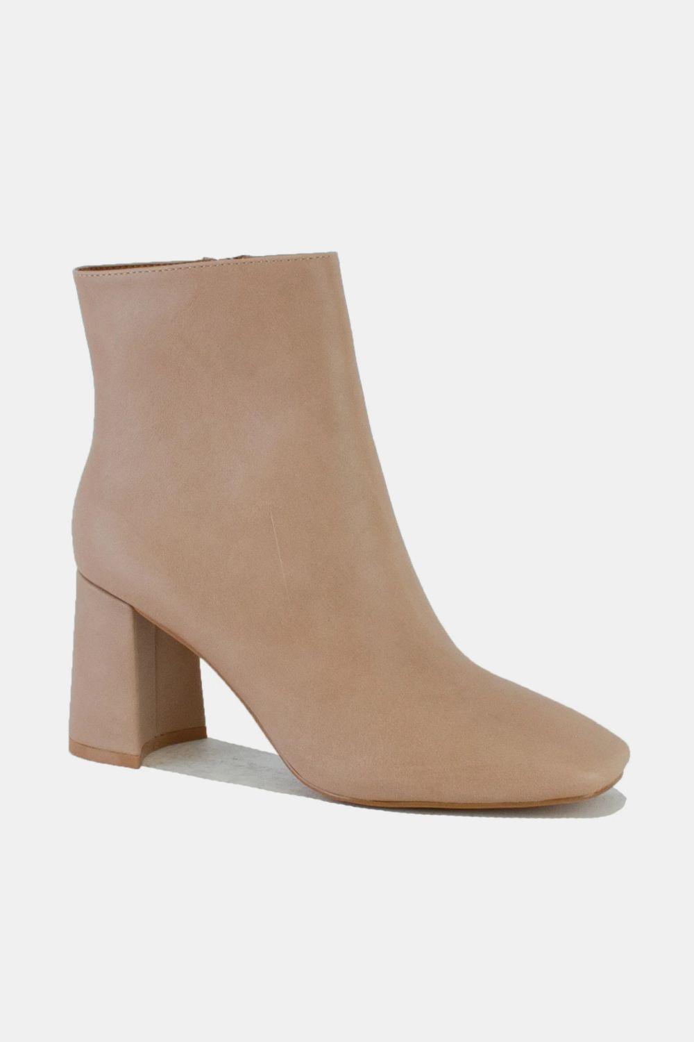 Mayfair PU Leather Block Heel Boots with Side Zippers-2