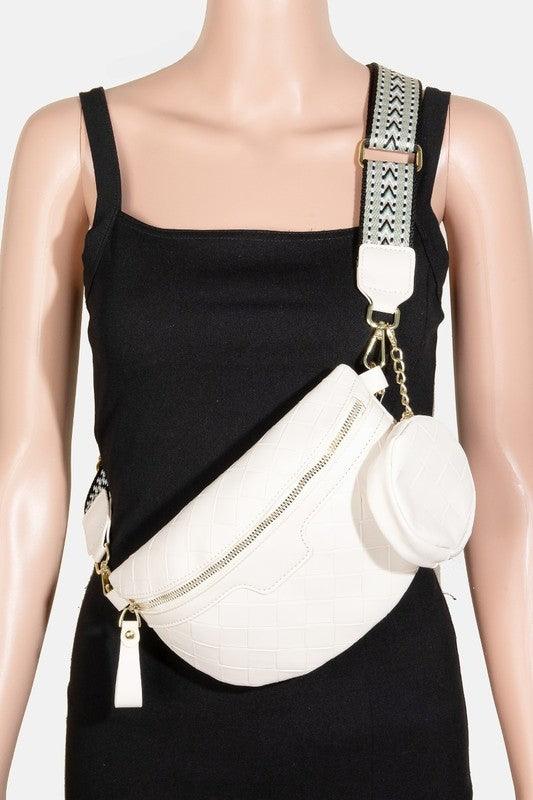 Fame  Leather Weave Textured Crossbody Bag with Coin Purse-2