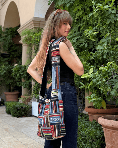 Kathmandu Collection Patchwork Striped Hobo Bag