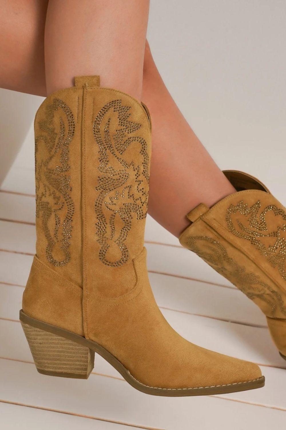 Mayfair Rhinestone Detail Point Toe Boots-0