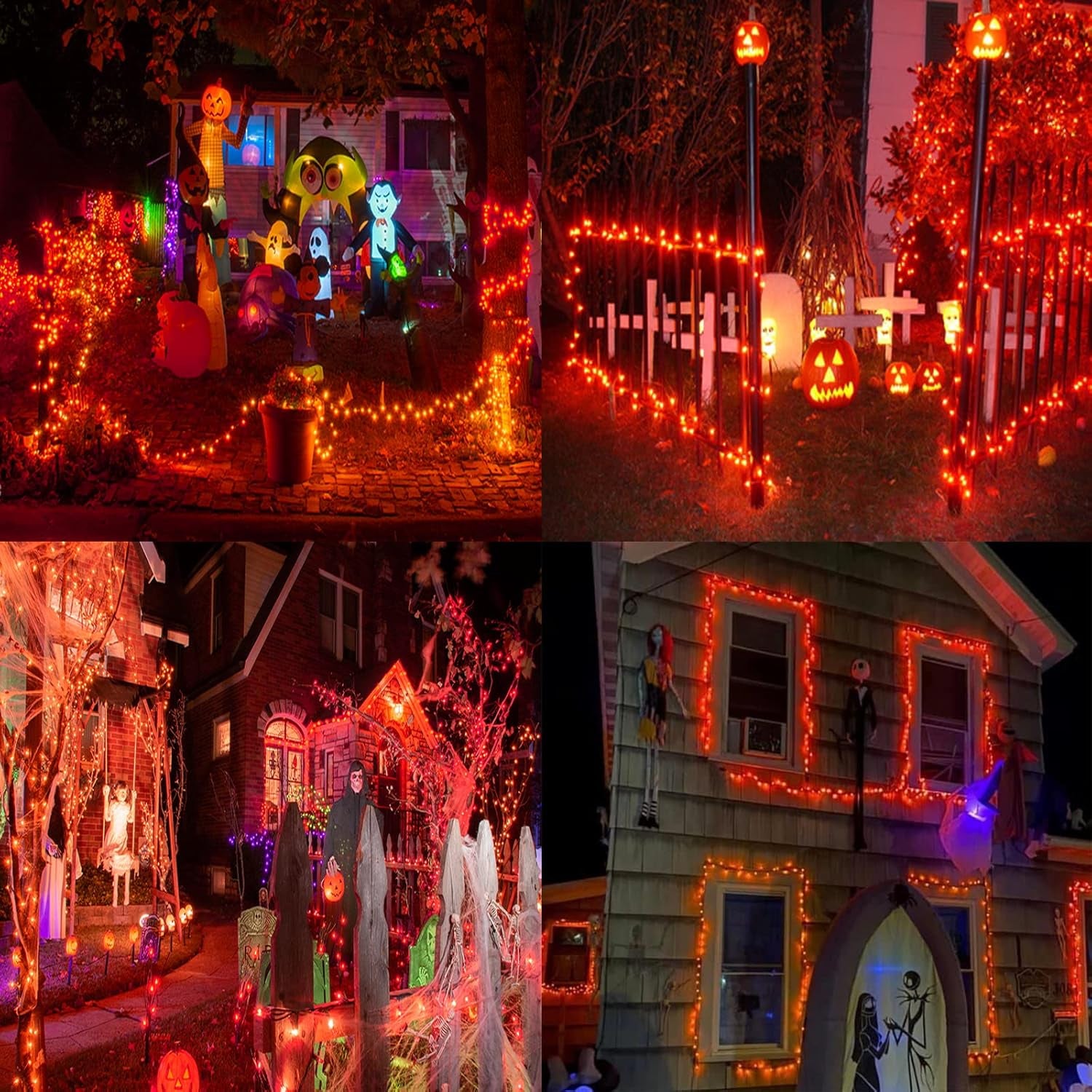 Orange 82FT 200 LED Extendable Halloween Lights for Outdoor/Indoor, 8 Lighting Modes Plug in String Lights for Halloween Decorations Bedroom Party Decor Room Garden Patio Tree (Orange)
