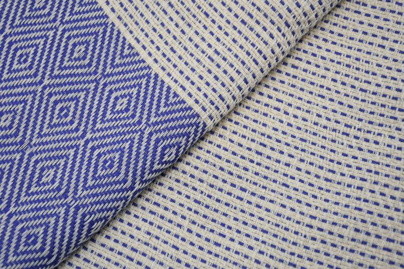 DOTTY DIAMOND BLUE TURKISH TOWEL-1