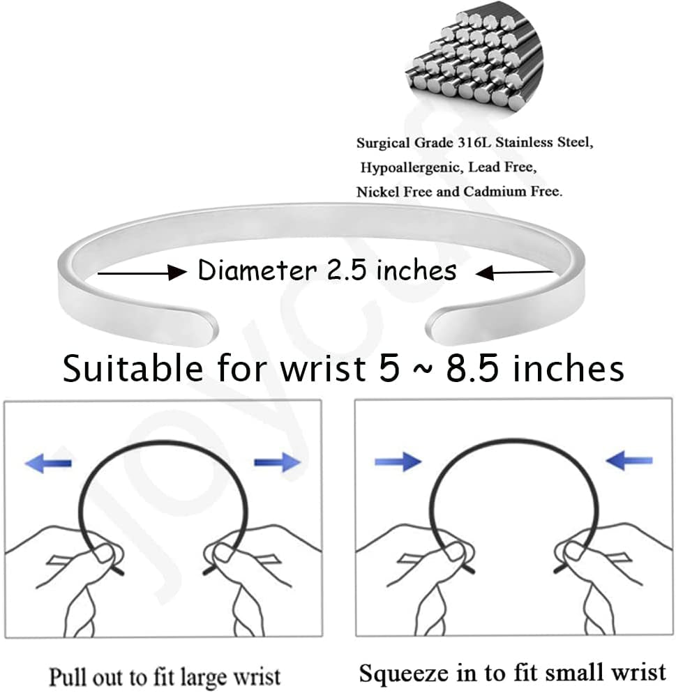 Inspirational Bracelets for Women Inspirational Cuff Bangle for Her with Engraved Message Christmas Birthday Gifts for Her