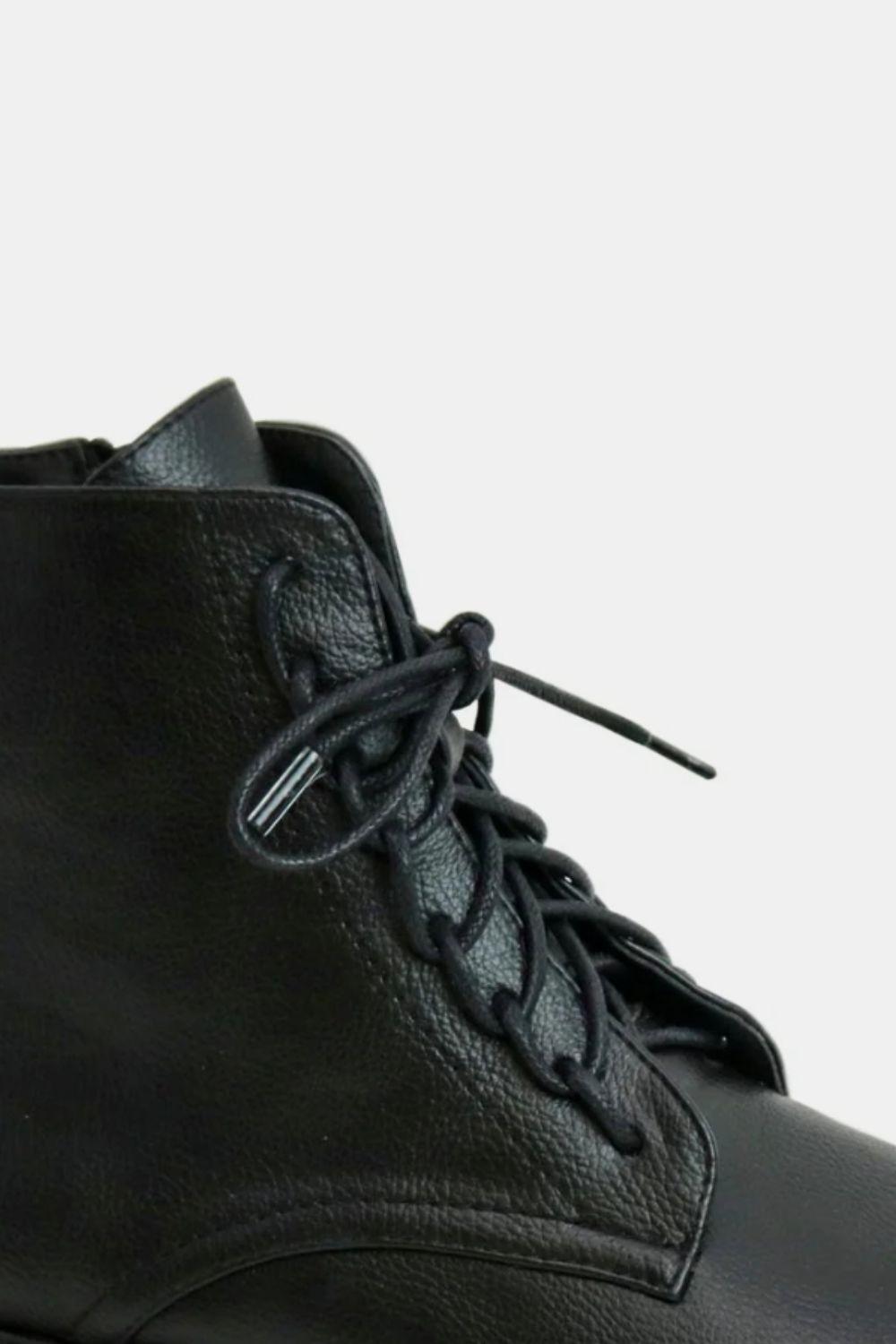 MayFair Faux Leather Lace-Up Boots with Side Zipper-2
