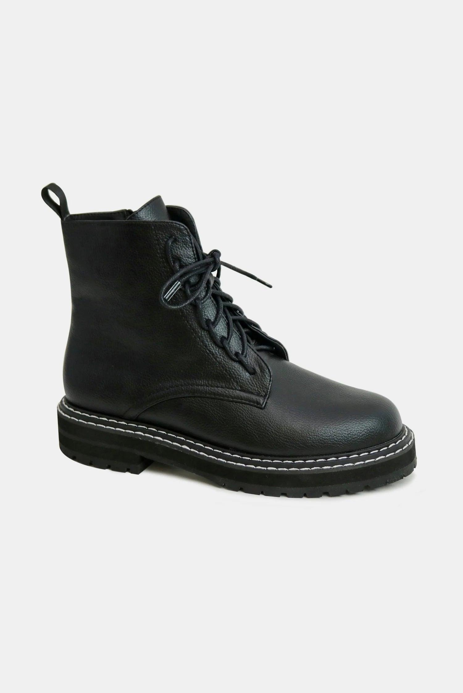 MayFair Faux Leather Lace-Up Boots with Side Zipper-1