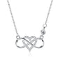 925 Sterling Silver Micro Pave Heart Infinity Pendant Necklace
