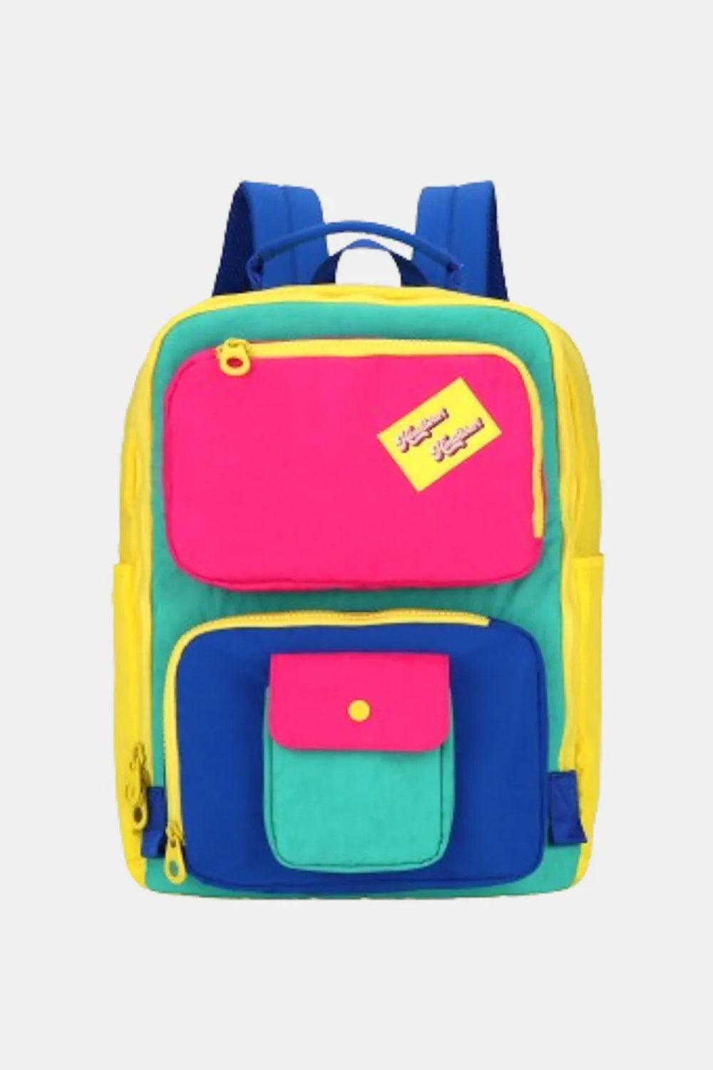 Himawari Contrast Nylon Backpack Bag with Handles-0