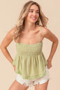 Bibi Fringed Hem Smocked Cami