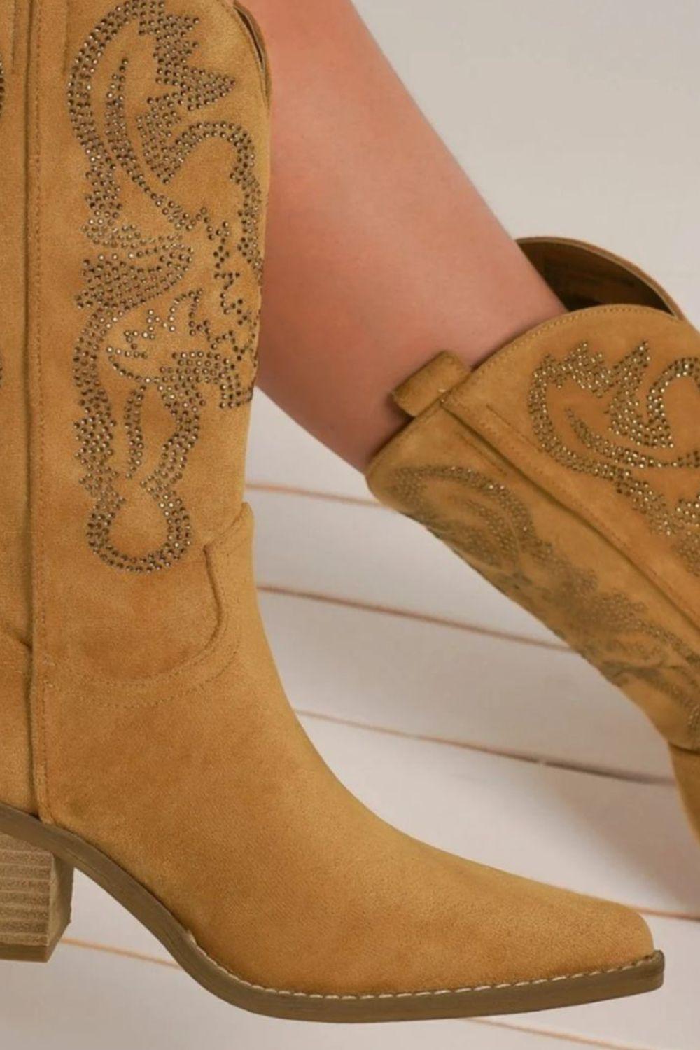 Mayfair Rhinestone Detail Point Toe Boots-1