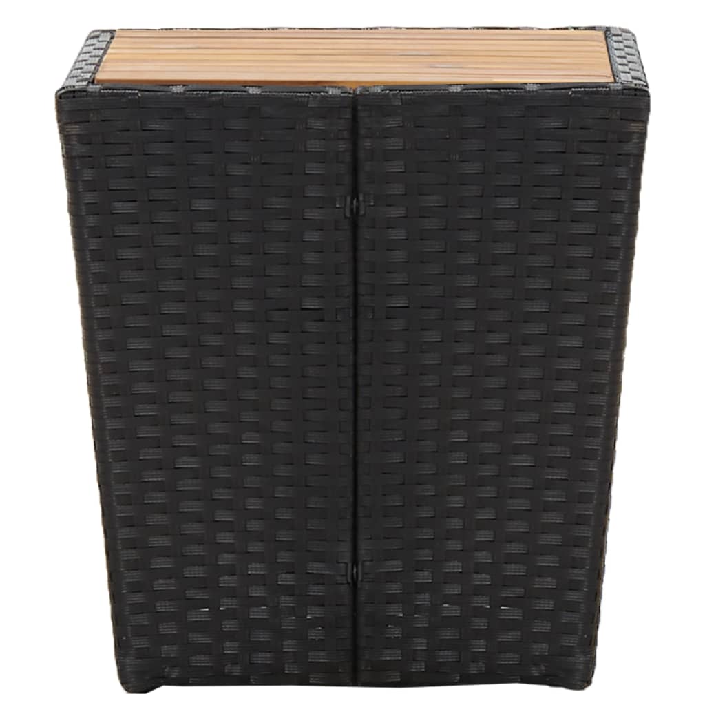 vidaXL Tea Table Black 16.3"x16.3"x16.9" Poly Rattan and Solid Acacia Wood-2
