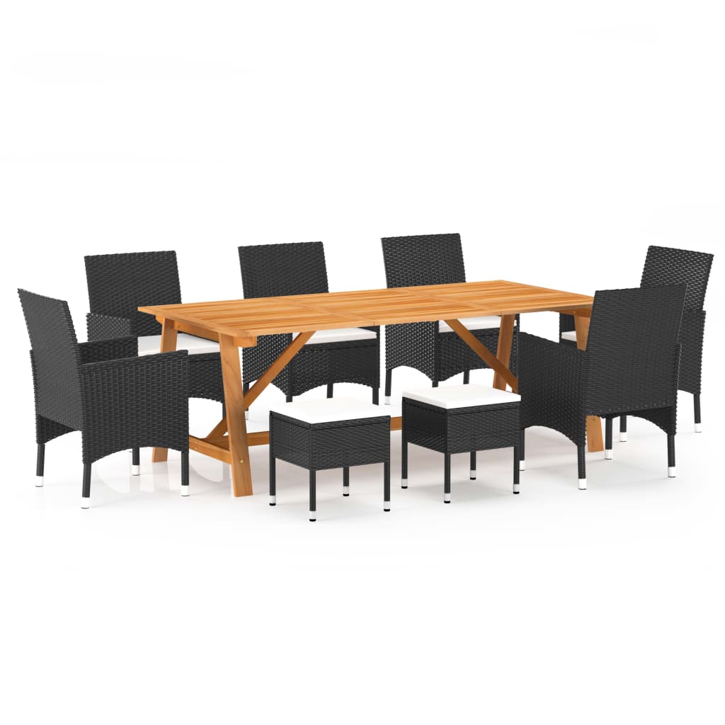 vidaXL Patio Dining Set Cushioned Bistro Set Table and Chairs Outdoor 9 Piece-6