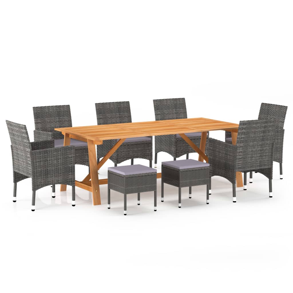 vidaXL Patio Dining Set Cushioned Bistro Set Table and Chairs Outdoor 9 Piece-5