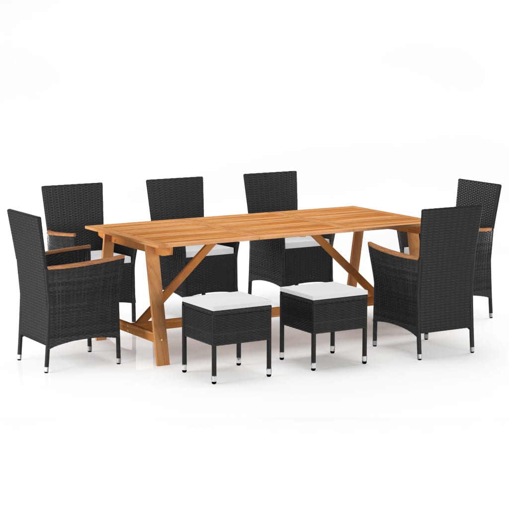 vidaXL Patio Dining Set Cushioned Bistro Set Table and Chairs Outdoor 9 Piece-3
