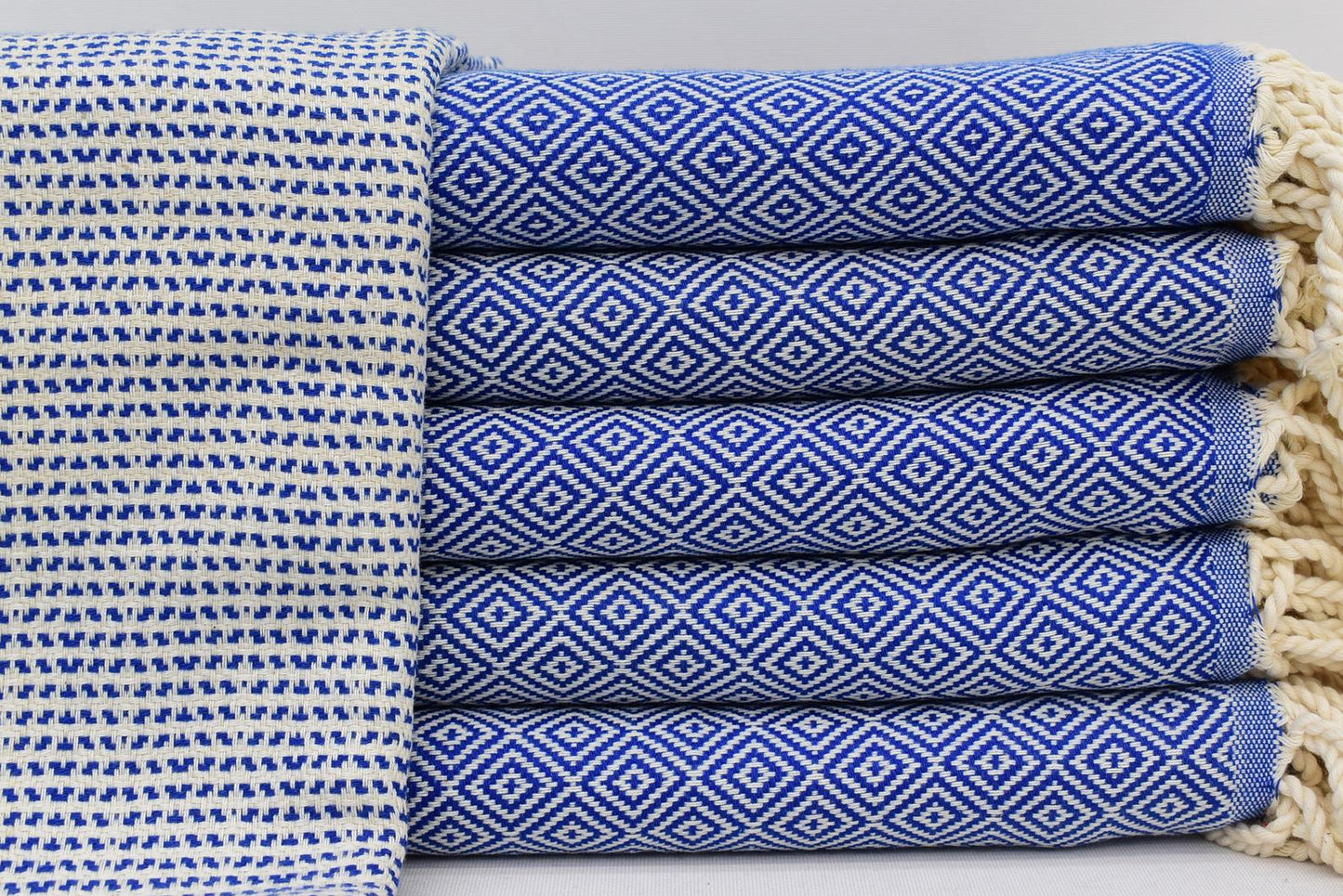 DOTTY DIAMOND BLUE TURKISH TOWEL-4