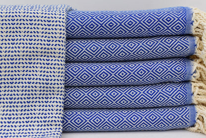 DOTTY DIAMOND BLUE TURKISH TOWEL-4