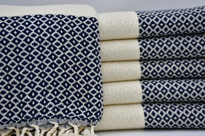 SMALL DIAMOND BLACK TURKISH BATH & HAND TOWEL SET-0