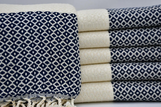 SMALL DIAMOND BLACK TURKISH BATH & HAND TOWEL SET-0