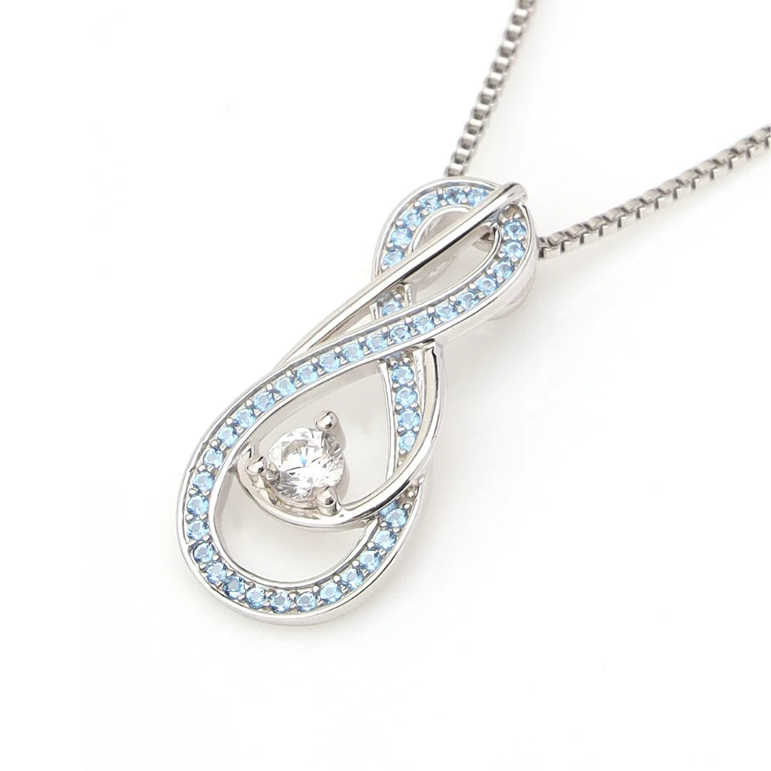 Blue Aquamarine Infinity Birthstone Necklace - March Gemstone