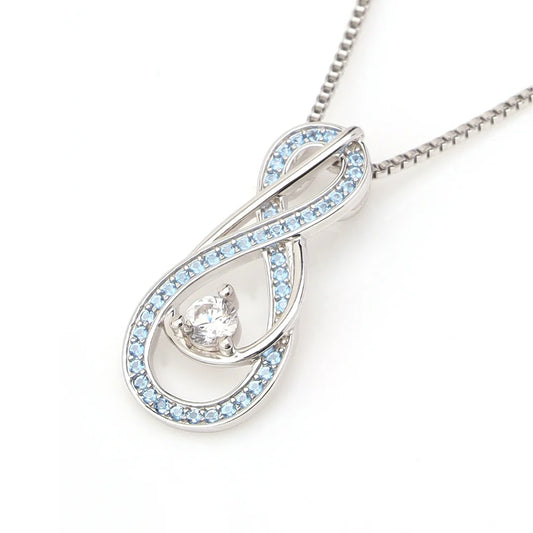 Blue Aquamarine Infinity Birthstone Necklace - March Gemstone