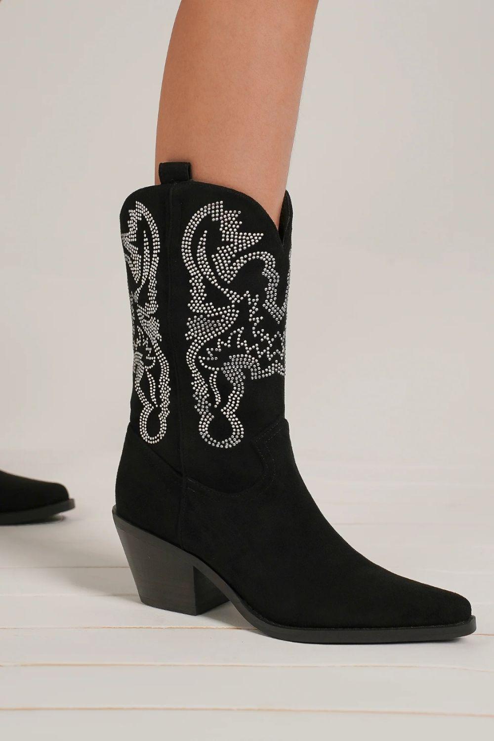Mayfair Rhinestone Detail Point Toe Boots-0