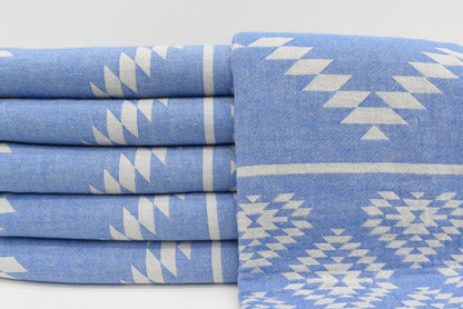 AZTEC BLUE TURKISH TOWEL-3