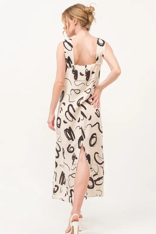 And The Why Square Neck Abstract Printed Maxi Dress-1