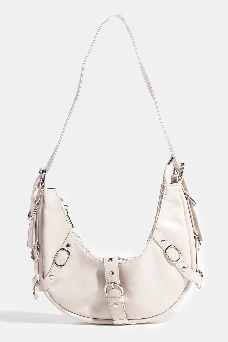 Fame Multi Belt Strap Accent Shoulder Bag-0