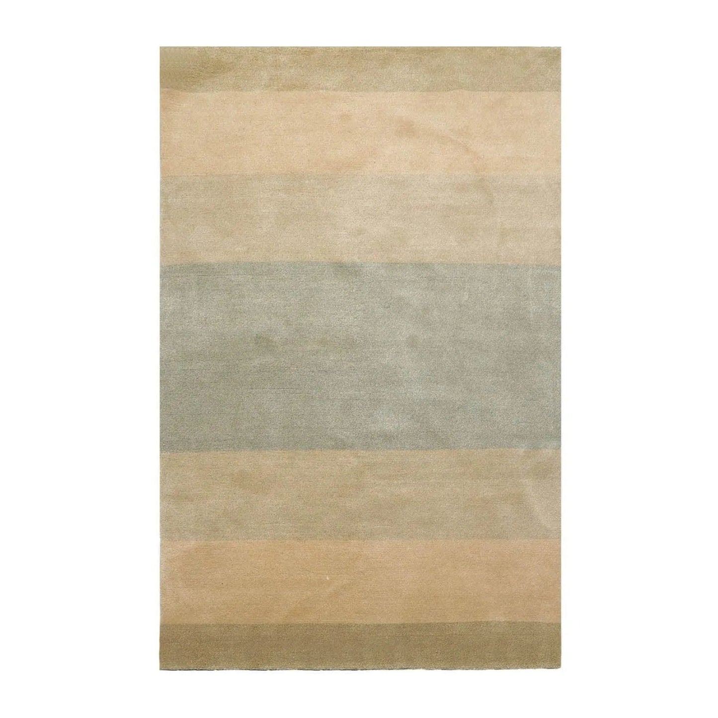 3'10''x6' Hand Knotted Tibetan Wool and Silk Tibetan Modern & Contemporary  Oriental Area Rug Aqua,Beige Color-1