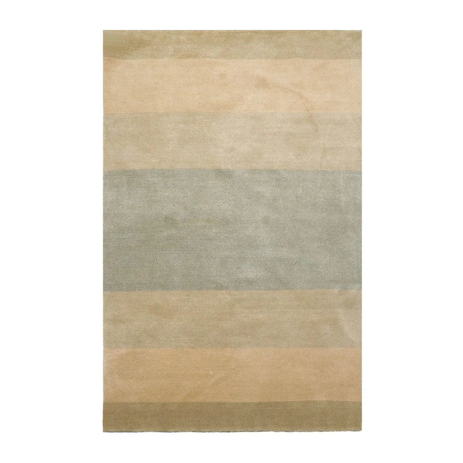 3'10''x6' Hand Knotted Tibetan Wool and Silk Tibetan Modern & Contemporary  Oriental Area Rug Aqua,Beige Color-1