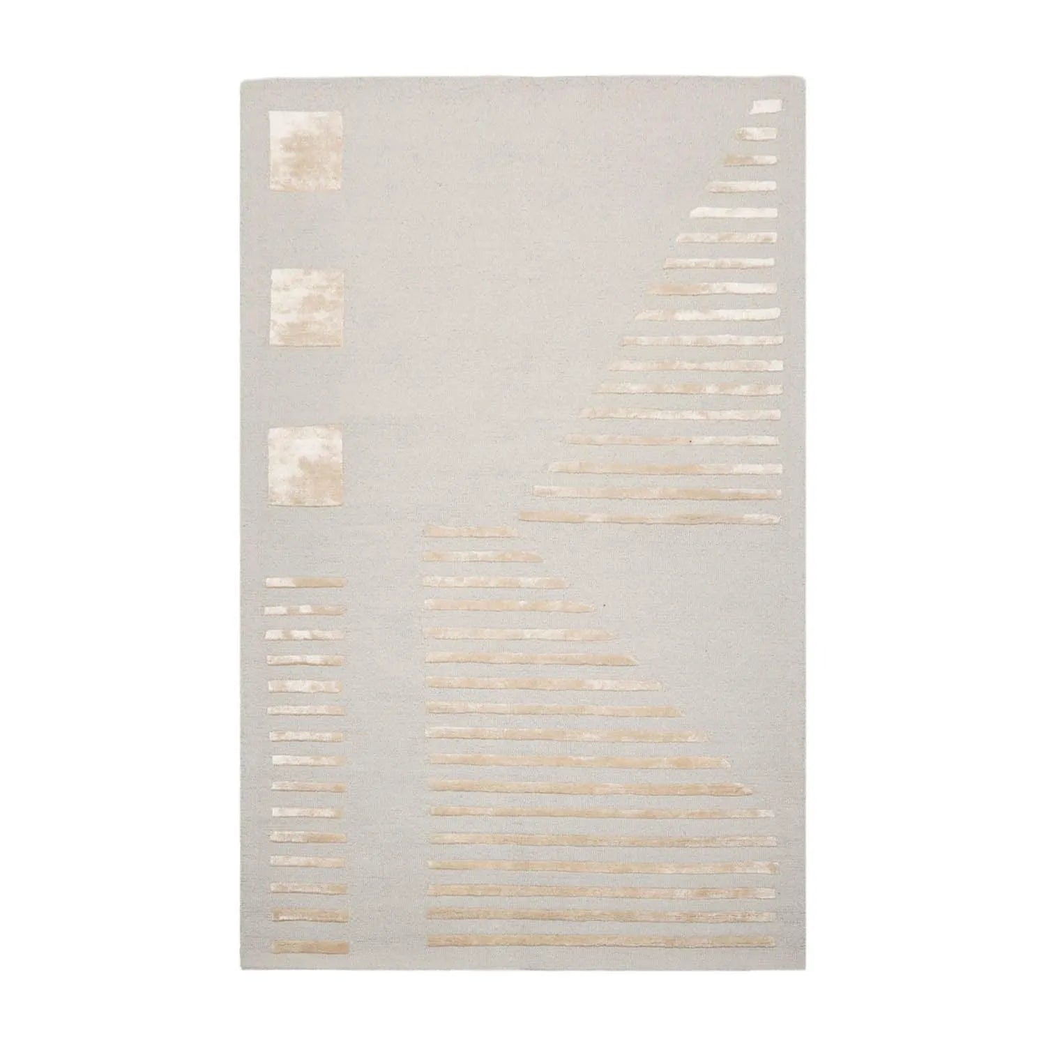 5'x7' Hand Tufted Hand Made 100% Wool Designer Modern & Contemporary  Oriental Area Rug Tone On Tone,Gray Color-1