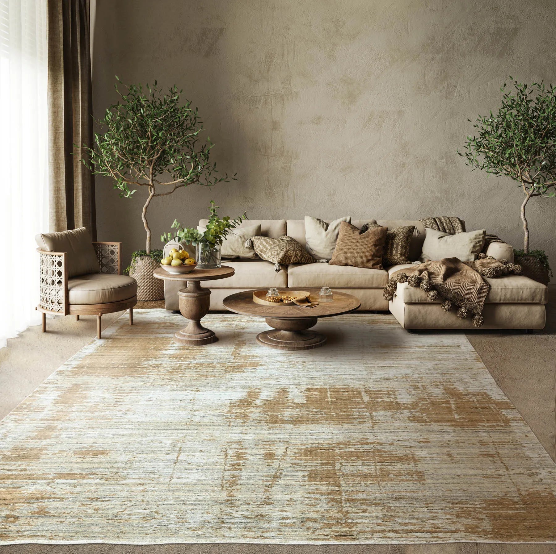 8x10 Gray, Beige Hand Knotted Oushak 100% Wool Modern & Contemporary Oriental Area Rug-0