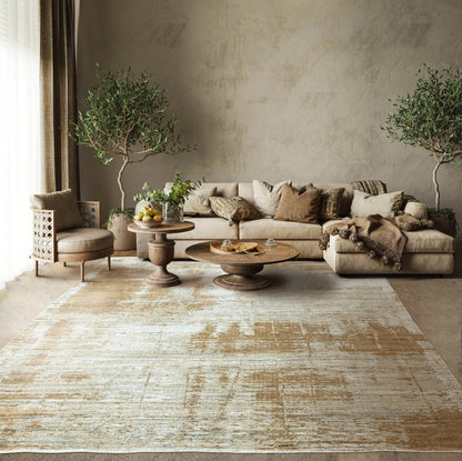 8x10 Gray, Beige Hand Knotted Oushak 100% Wool Modern & Contemporary Oriental Area Rug-0