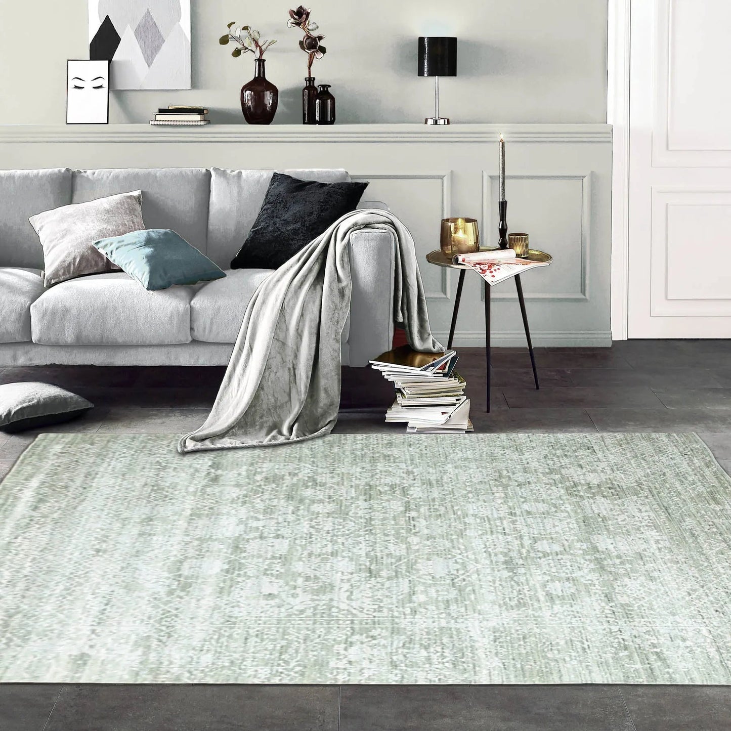 8x10 Gray, Beige Hand Knotted 100% Wool Modern & Contemporary Oriental Area Rug-0