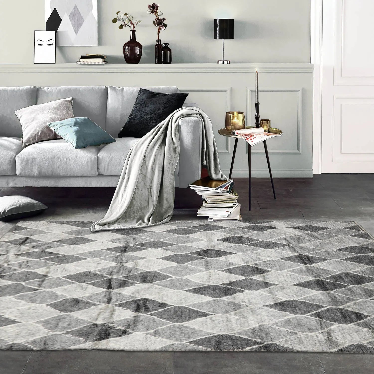 LoomBloom 5x8 Elegant Gray Tone On Tone Wool Oriental Area Rug-0