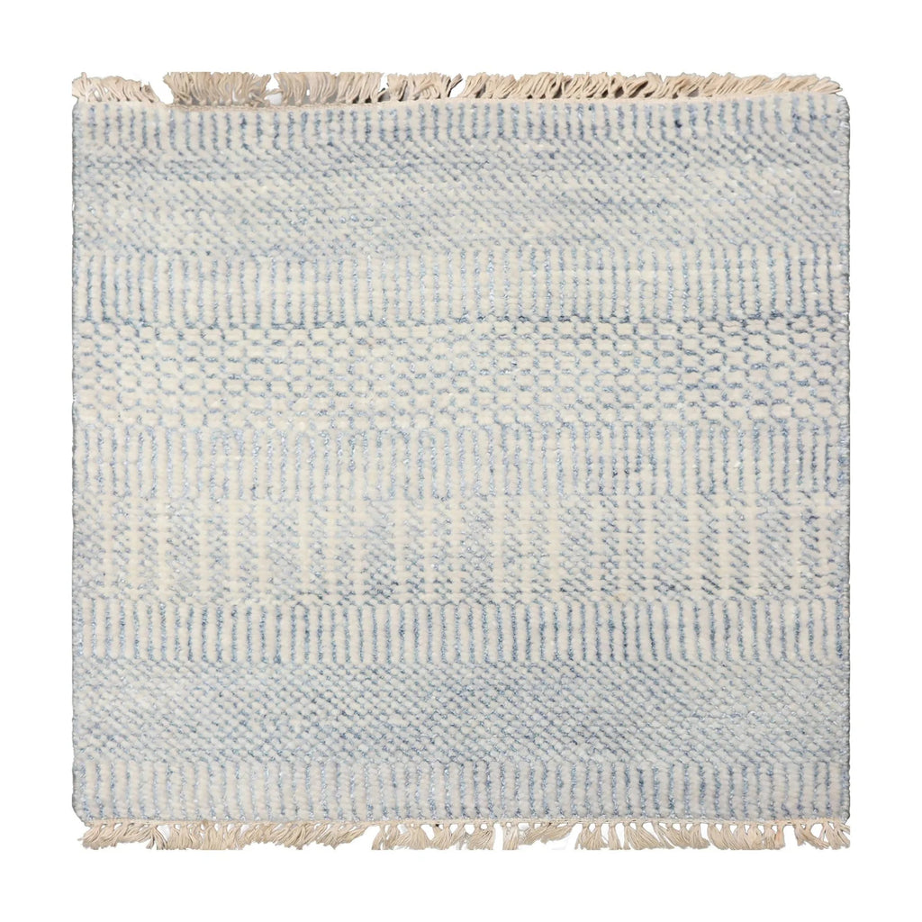 2'x2' Ivory Hand Knotted Tibetan Modern  Wool and Bamboo Silk Oriental Area Rug-0