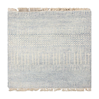 2'x2' Ivory Hand Knotted Tibetan Modern  Wool and Bamboo Silk Oriental Area Rug-0