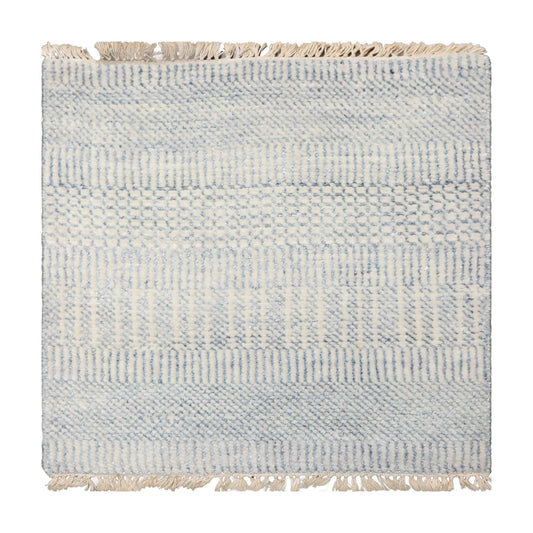 2'x2' Ivory Hand Knotted Tibetan Modern  Wool and Bamboo Silk Oriental Area Rug-0