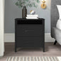 Modern 2-Drawer Nightstand Bedside Table in Black Wood Finish-0