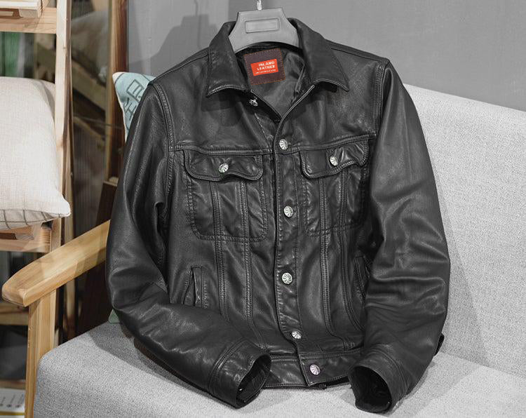 Brix Men's Leather Jacket Sheepskin Coat-3