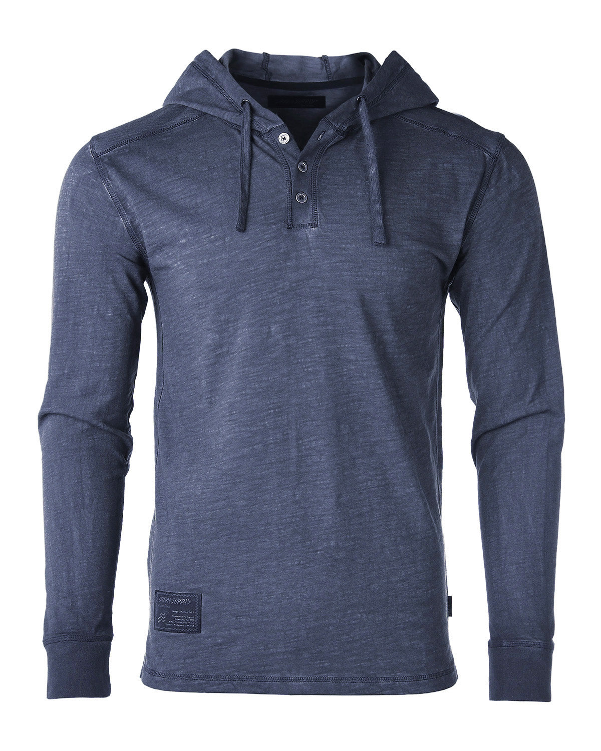 NEW Color! ZIMEGO Long Sleeve Vintage Oil Wash Garment Dye Hooded Henley-1