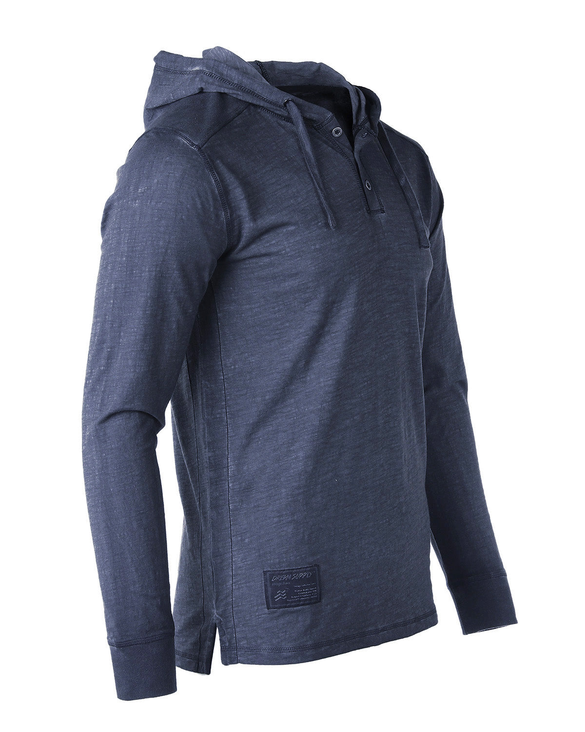 NEW Color! ZIMEGO Long Sleeve Vintage Oil Wash Garment Dye Hooded Henley-2